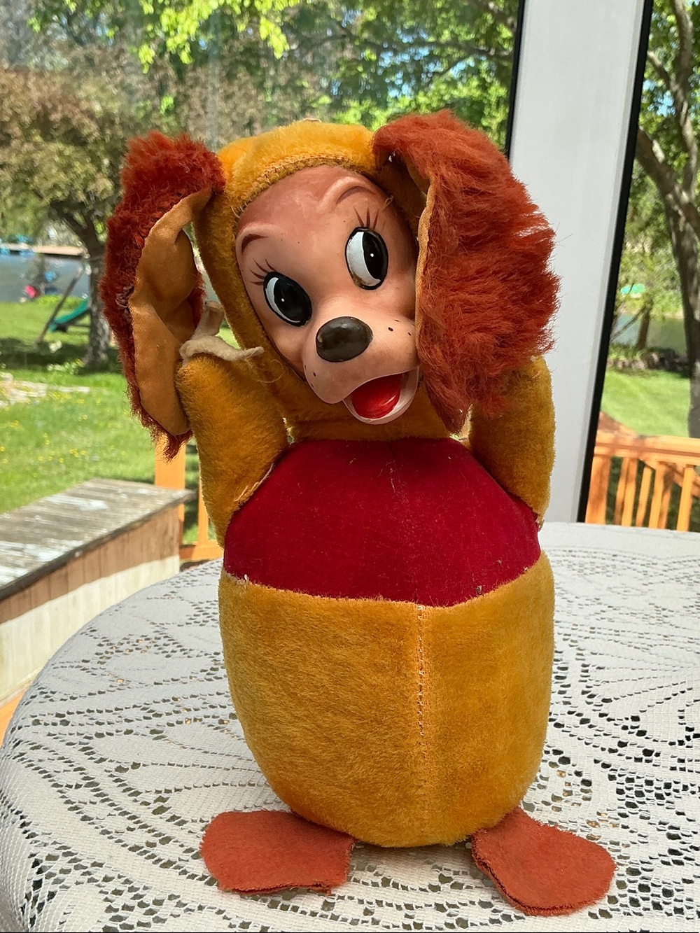 Vintage Disney Lady from Lady and the Tramp Musical Plush Roly Poly